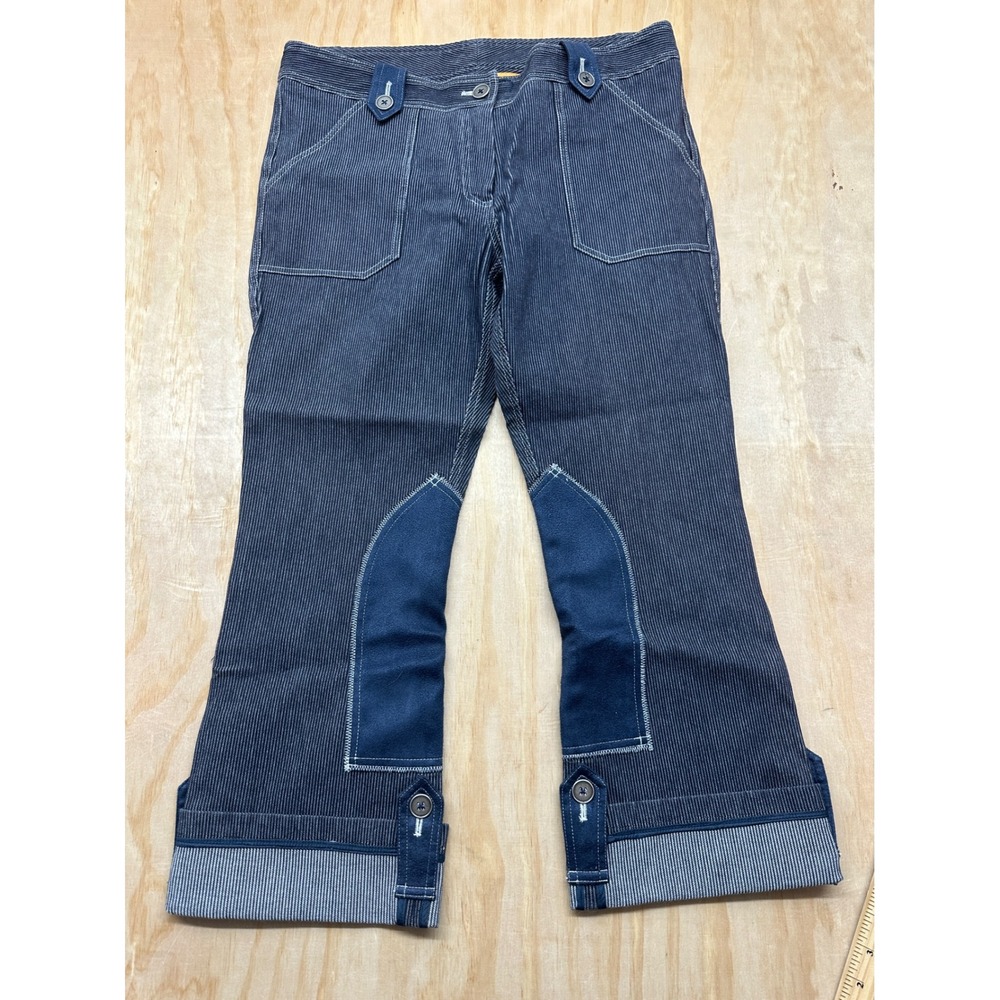 Goode‎ Rider Womens Pinstripe Equestrian Breeches Blue Size 12 Knee Patch Pants